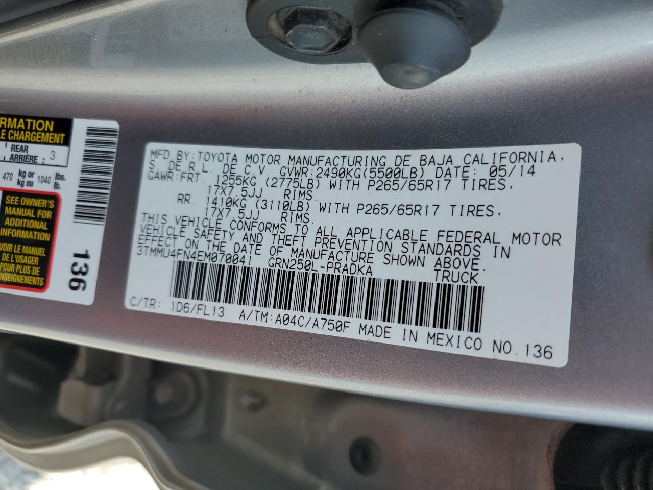 2014 Toyota Tacoma Double Cab Long Bed VIN: 3TMMU4FN4EM070041 Lot: 93401775