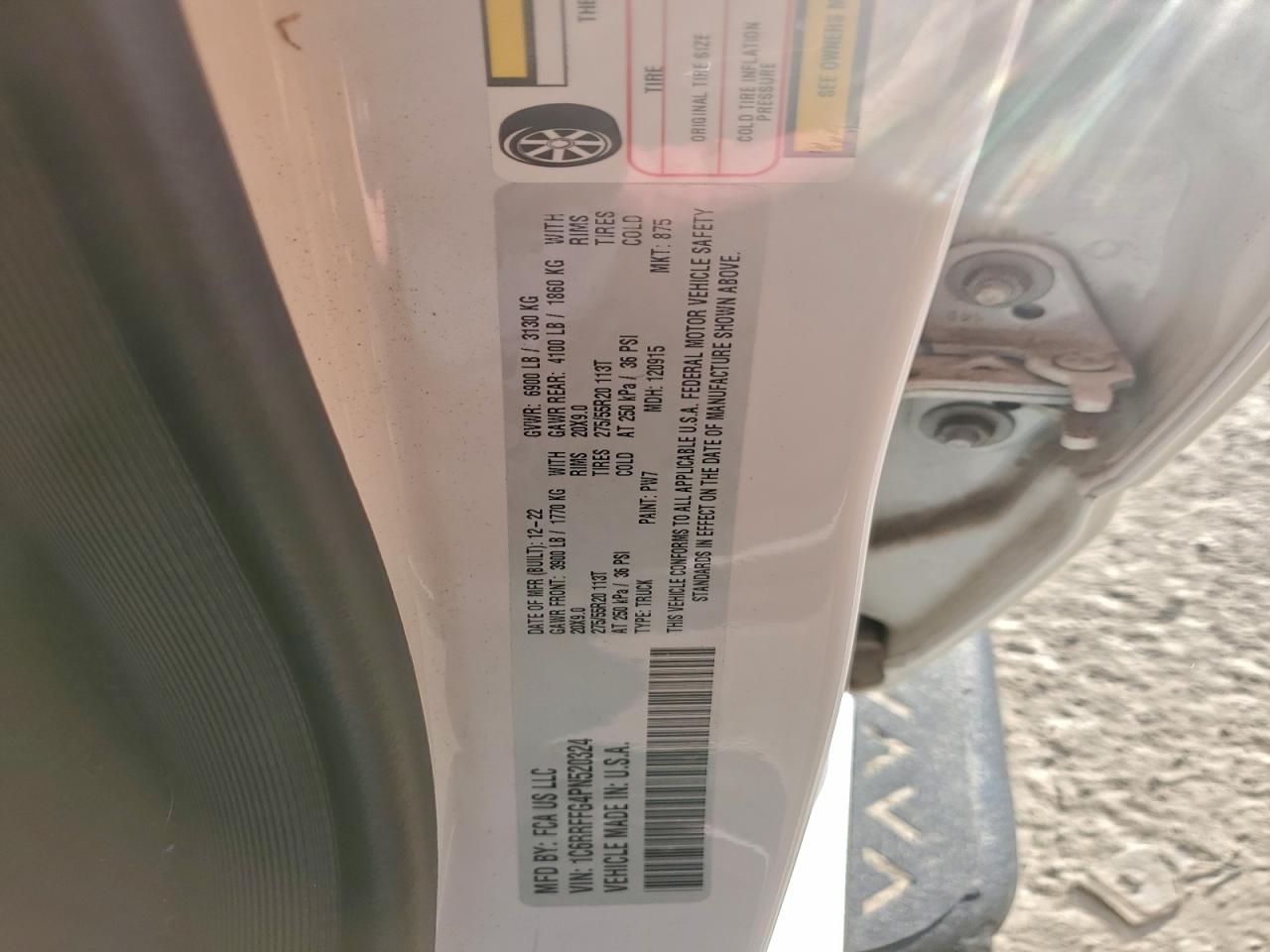 2023 Ram 1500 Big Horn/Lone Star VIN: 1C6RRFFG4PN520324 Lot: 93954105