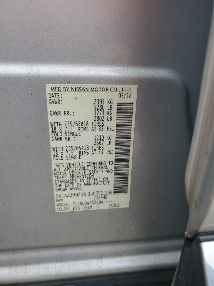 2018 Nissan Murano S VIN: 5N1AZ2MH2JN147118 Lot: 93398955