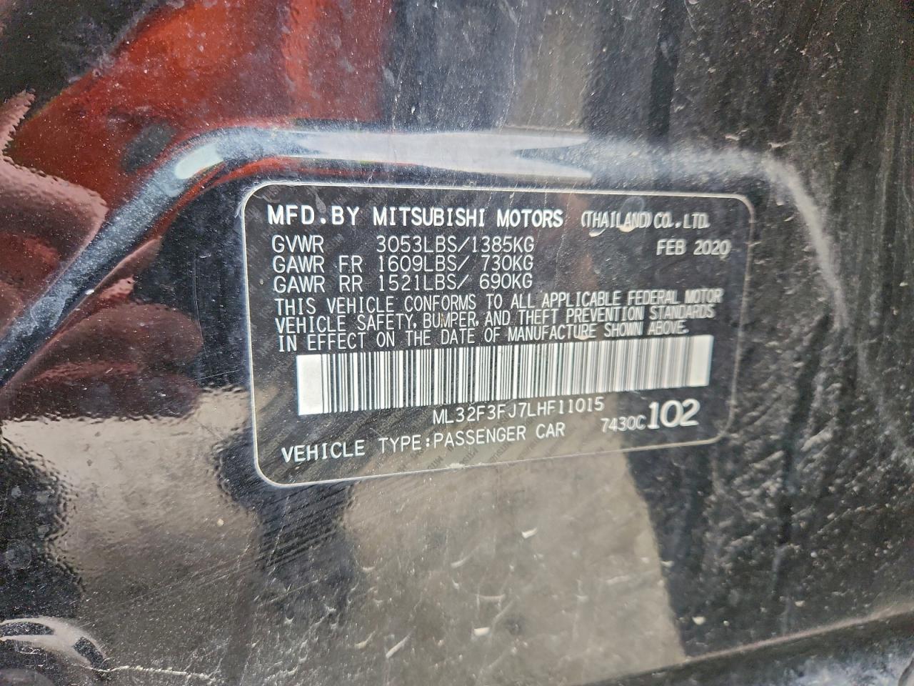 2020 Mitsubishi Mirage G4 Es VIN: ML32F3FJ7LHF11015 Lot: 93929945