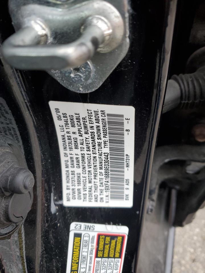 2009 Honda Civic Ex VIN: 19XFA16889E030443 Lot: 92294595