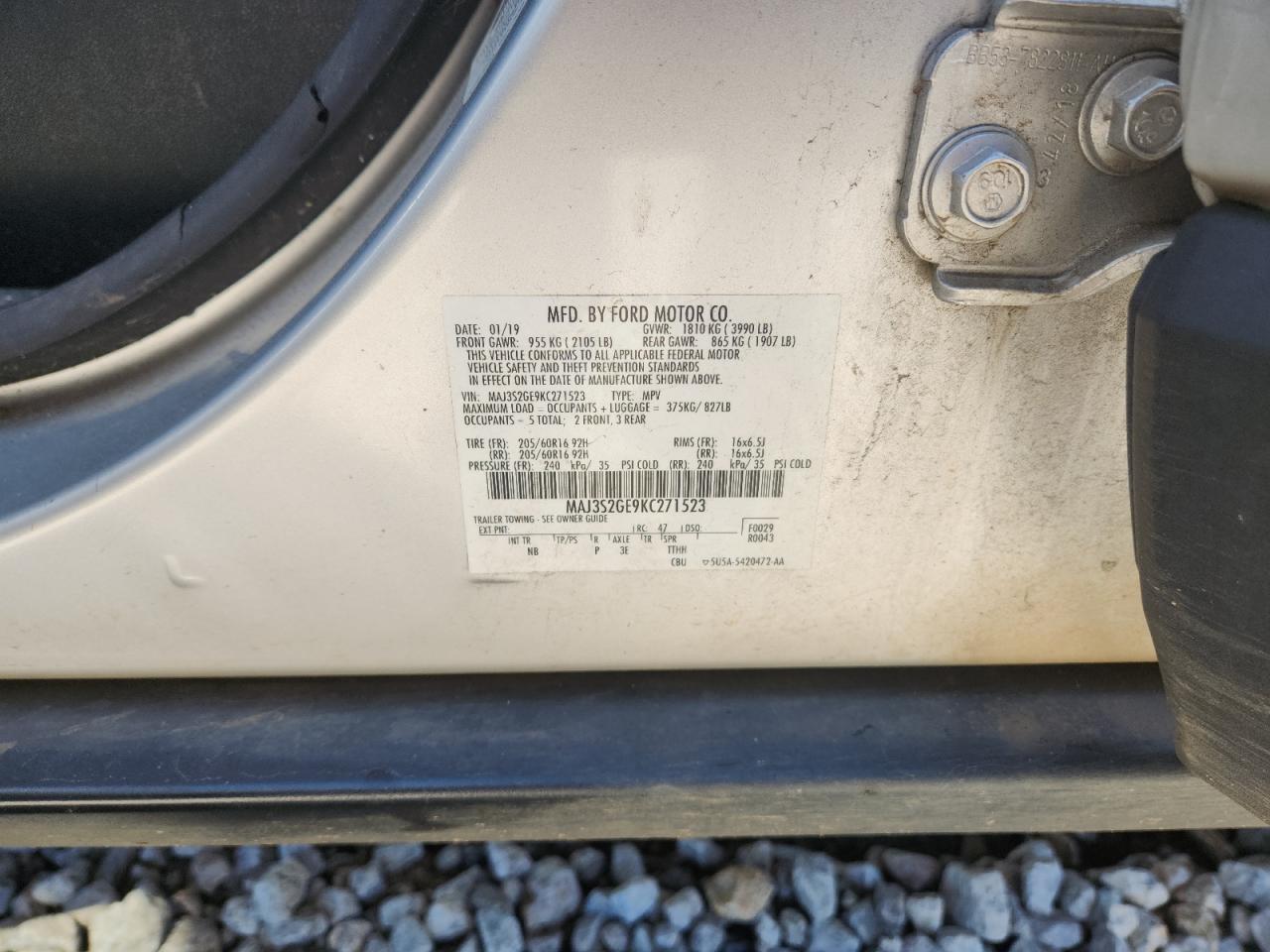 2019 Ford Ecosport Se VIN: MAJ3S2GE9KC271523 Lot: 91552275