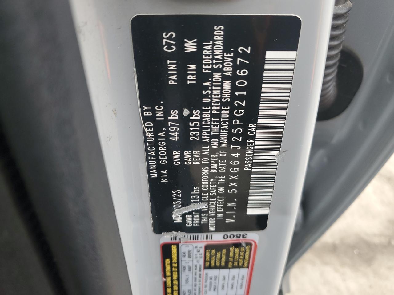 2023 Kia K5 Gt Line VIN: 5XXG64J25PG210672 Lot: 92657325