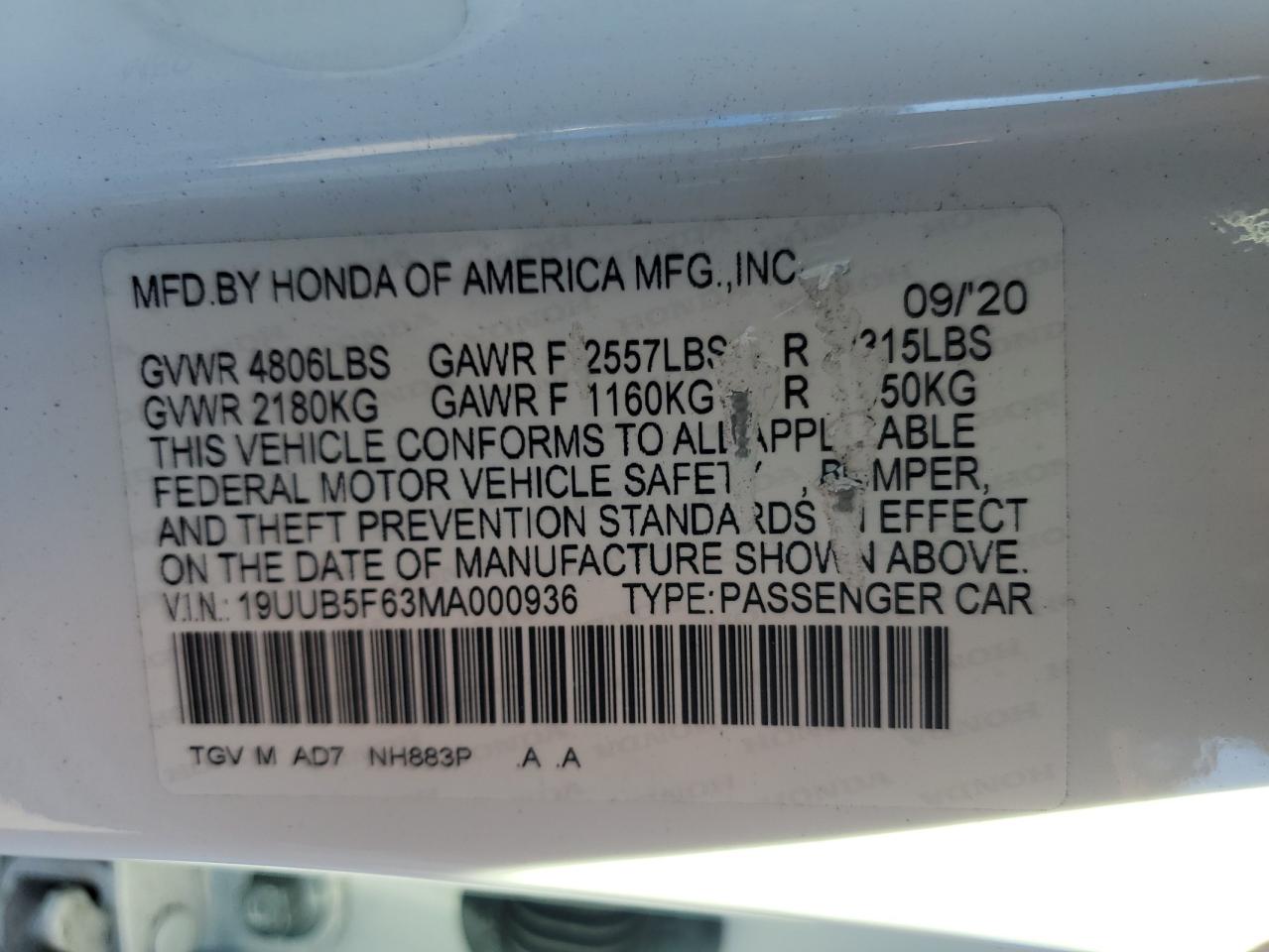 2021 Acura Tlx Advance VIN: 19UUB5F63MA000936 Lot: 91342765