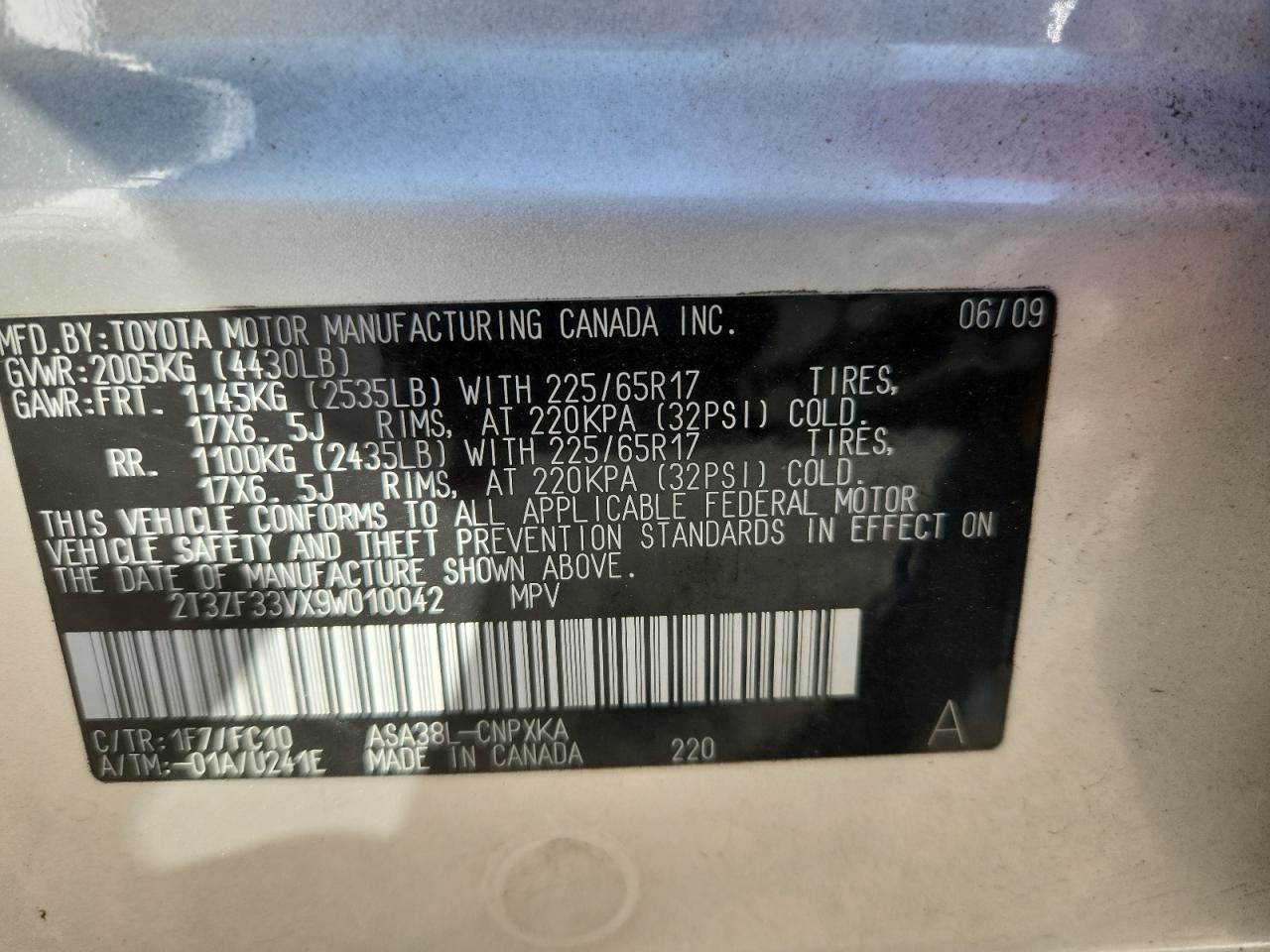 2009 Toyota Rav4 VIN: 2T3ZF33VX9W010042 Lot: 92619845