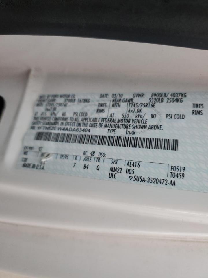 2010 Ford Econoline 250 Utility / Service Van VIN: 1FTNE2EW4ADA63404 Lot: 90423215