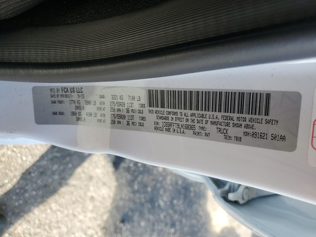 2020 Ram 1500 Big Horn/Lone Star VIN: 1C6SRFFT9LN168365 Lot: 93107025