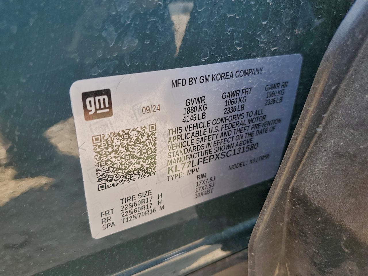 2025 Chevrolet Trax Ls VIN: KL77LFEPXSC131580 Lot: 93970385