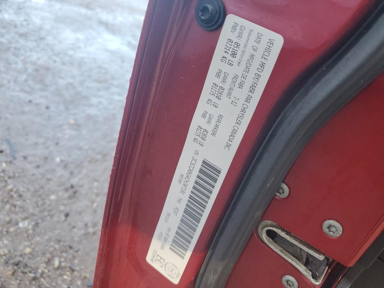 2012 Chrysler 300 S VIN: 2C3CCABG4CH307101 Lot: 92582825