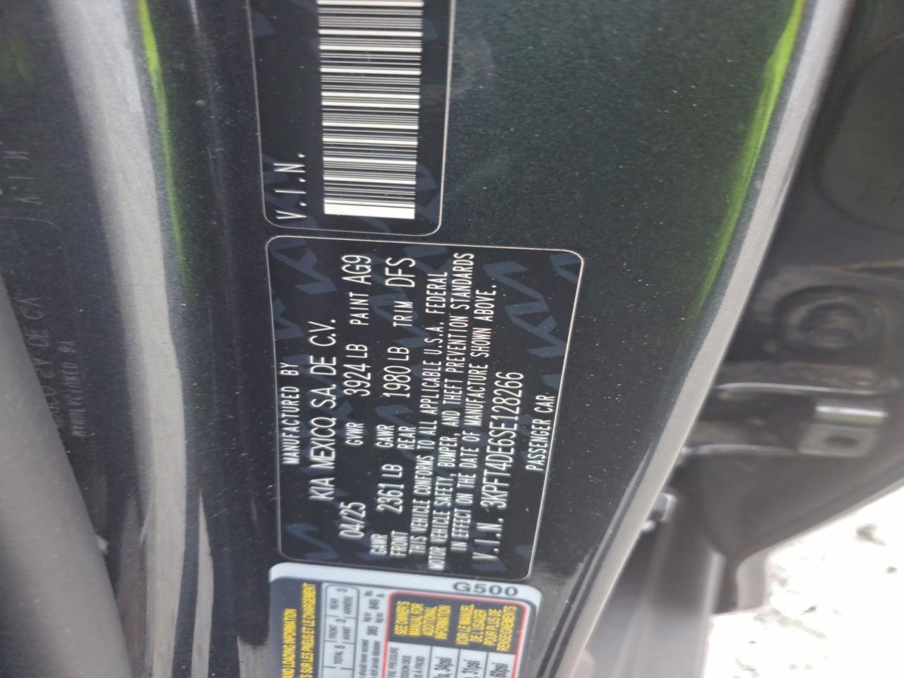 2025 Kia K4 Lx VIN: 3KPFT4DE6SE128266 Lot: 94295175