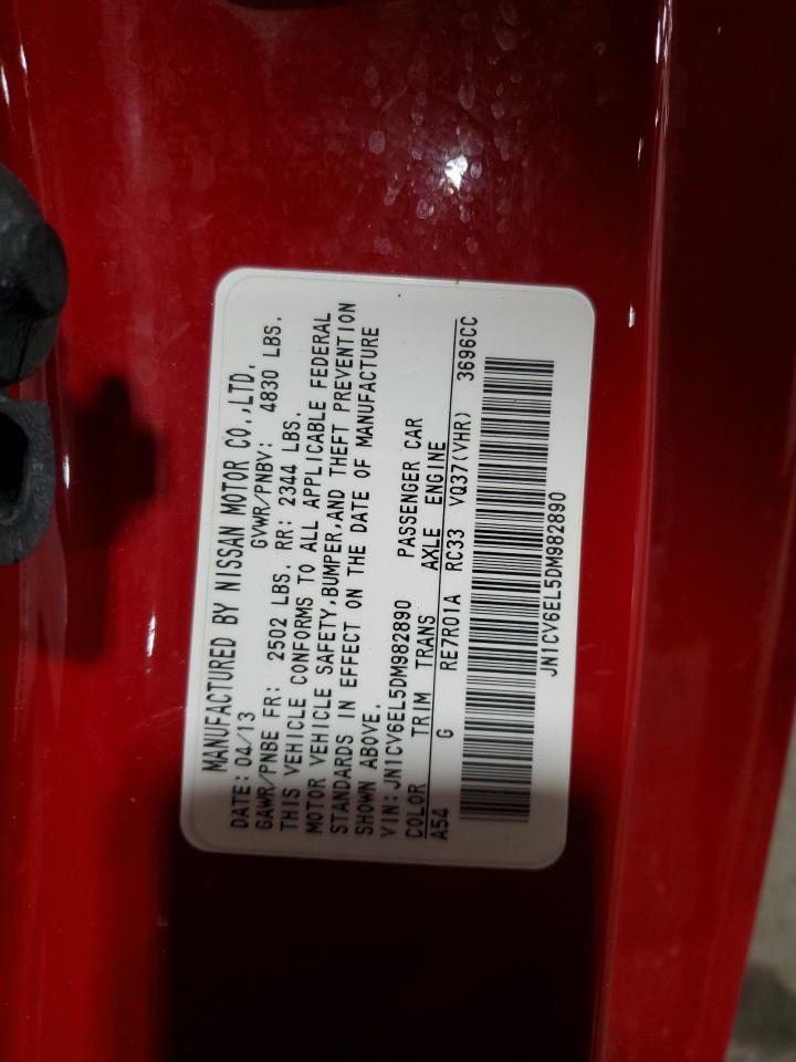 2013 Infiniti G37 VIN: JN1CV6EL5DM982890 Lot: 93309505