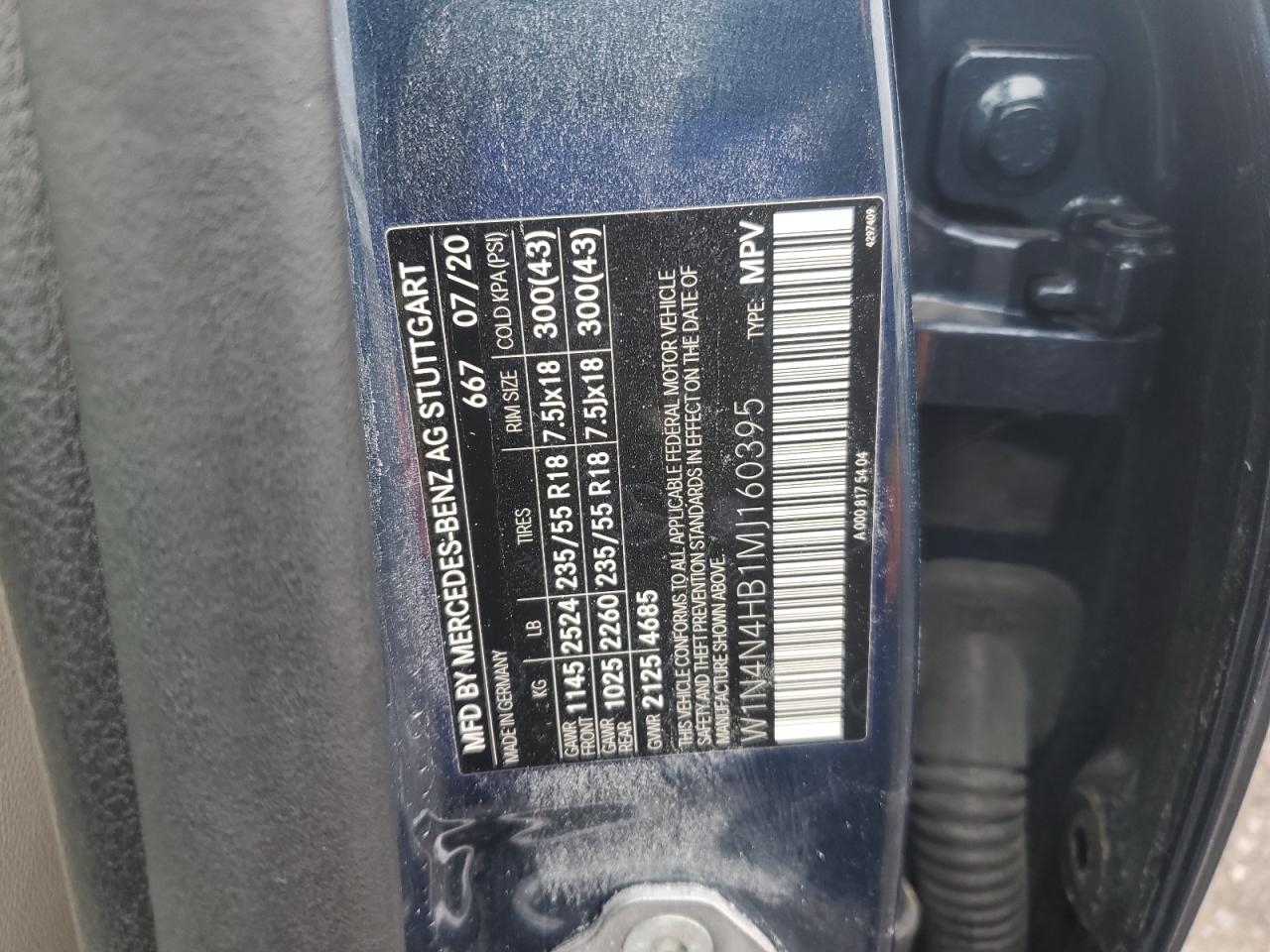 2021 Mercedes-Benz Gla 250 4Matic VIN: W1N4N4HB1MJ160395 Lot: 91680895