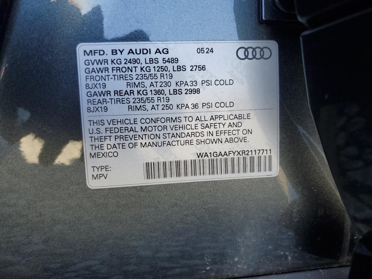 2024 Audi Q5 Premium 45 VIN: WA1GAAFYXR2117711 Lot: 92482145