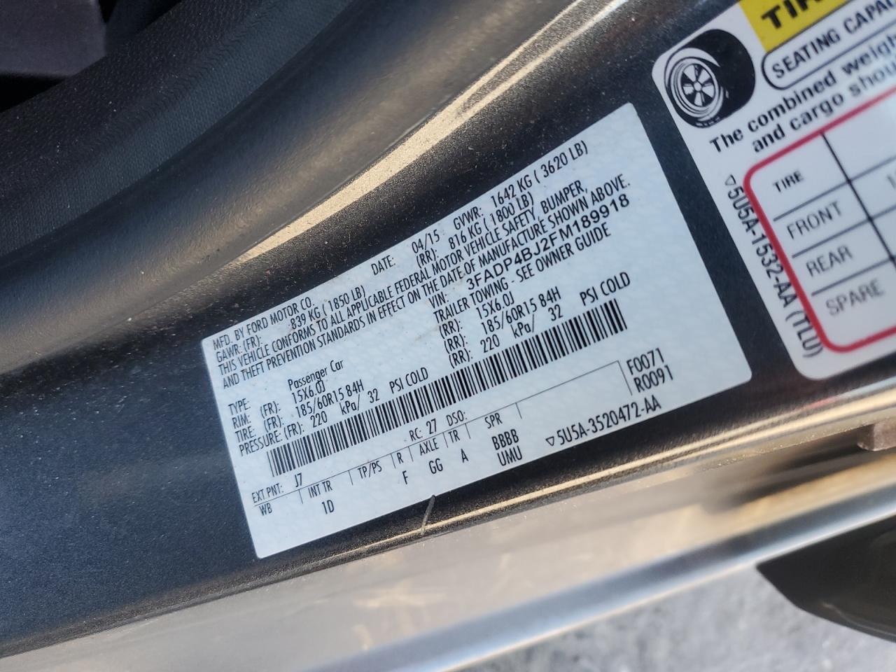 2015 Ford Fiesta Se VIN: 3FADP4BJ2FM189918 Lot: 92988955