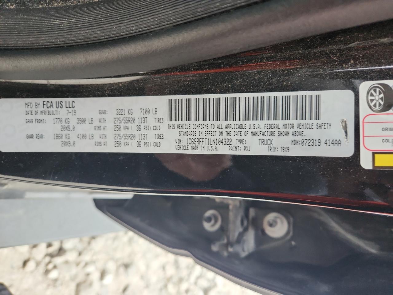 2020 Ram 1500 Big Horn/Lone Star VIN: 1C6SRFFT1LN104322 Lot: 91868145