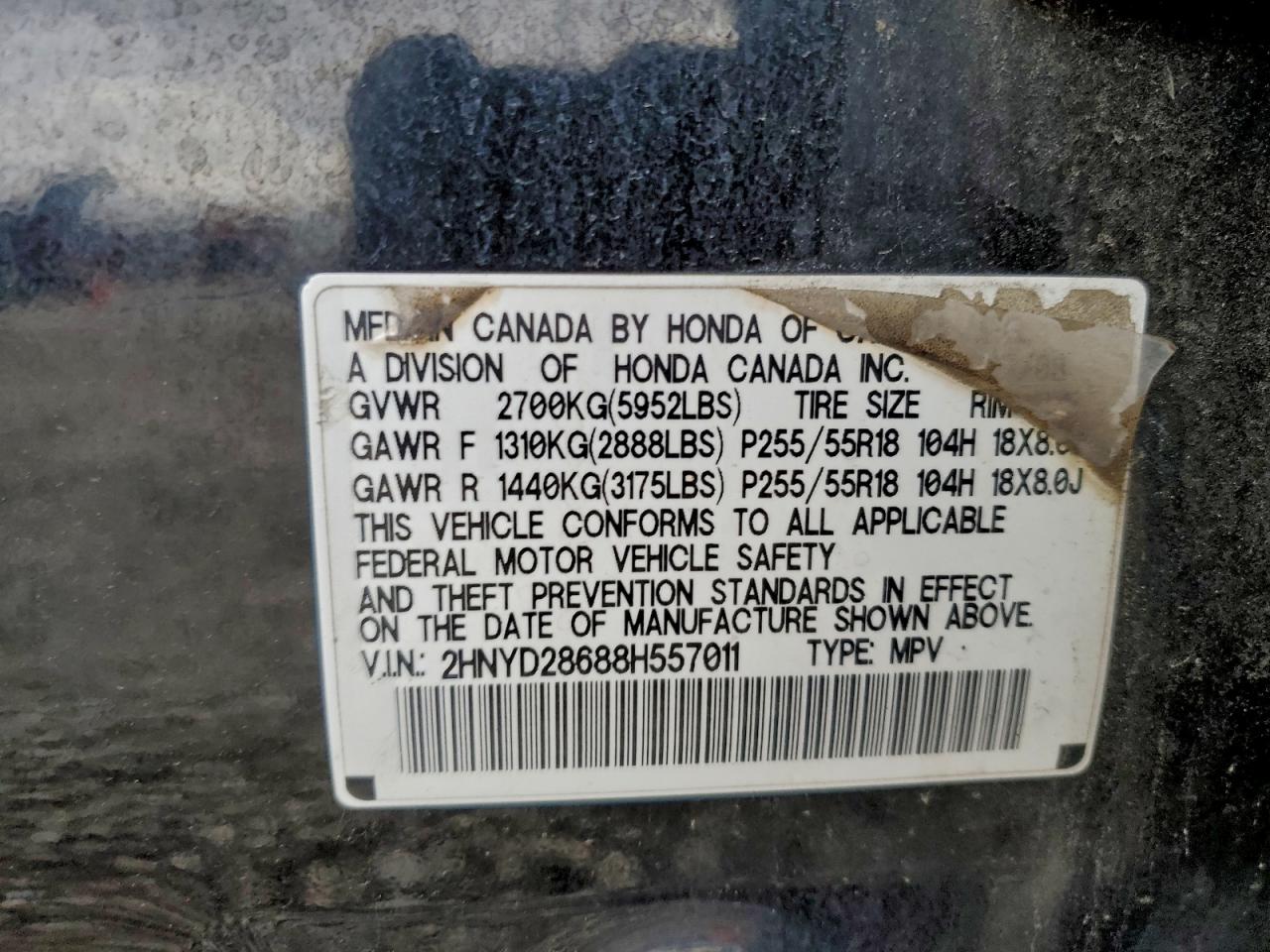 2008 Acura Mdx Technology VIN: 2HNYD28688H557011 Lot: 92904855