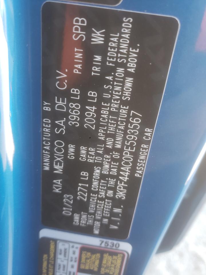 2023 Kia Forte Gt VIN: 3KPF44AC0PE593567 Lot: 93488245