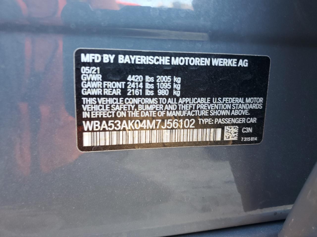 2021 BMW 228I VIN: WBA53AK04M7J56102 Lot: 93169735