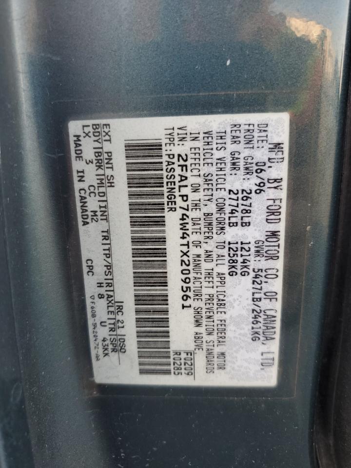 1996 Ford Crown Victoria Lx VIN: 2FALP74W4TX209561 Lot: 91763175