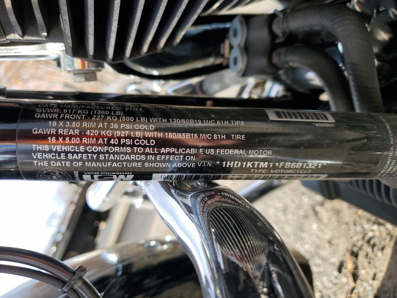2015 Harley-Davidson Fltrxs Road Glide Special VIN: 1HD1KTM11FB601321 Lot: 91646095