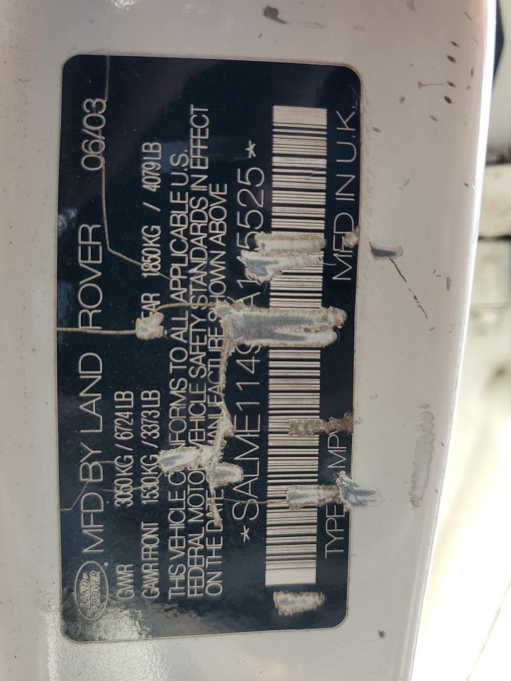 2004 Land Rover Range Rover Hse VIN: SALME11494A145525 Lot: 93078555