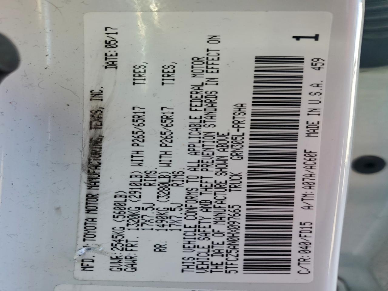 2017 Toyota Tacoma Double Cab VIN: 5TFCZ5AN0HX097665 Lot: 94592315