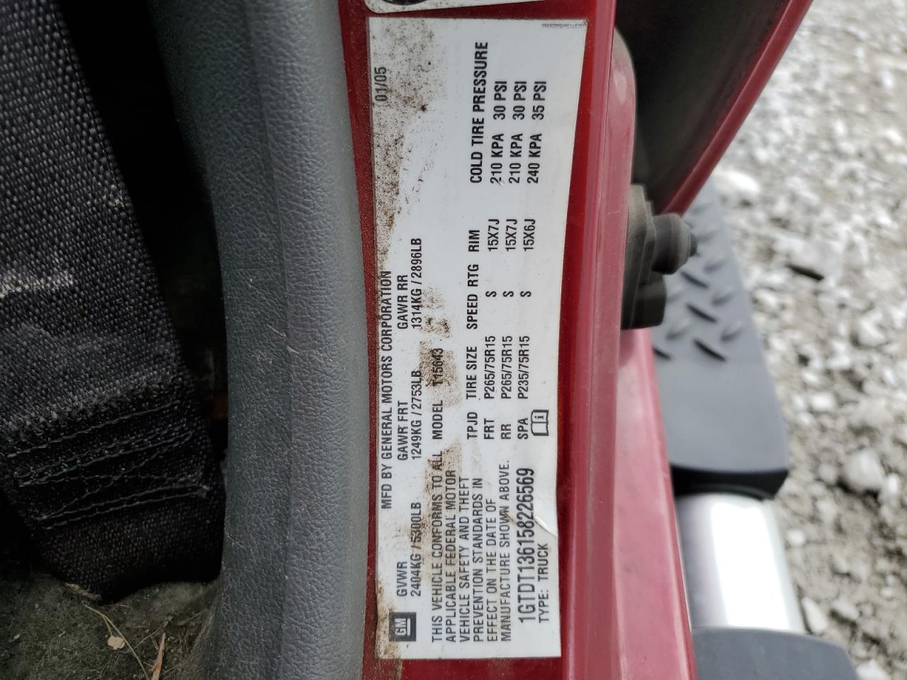 2005 GMC Canyon VIN: 1GTDT136158226569 Lot: 92793495