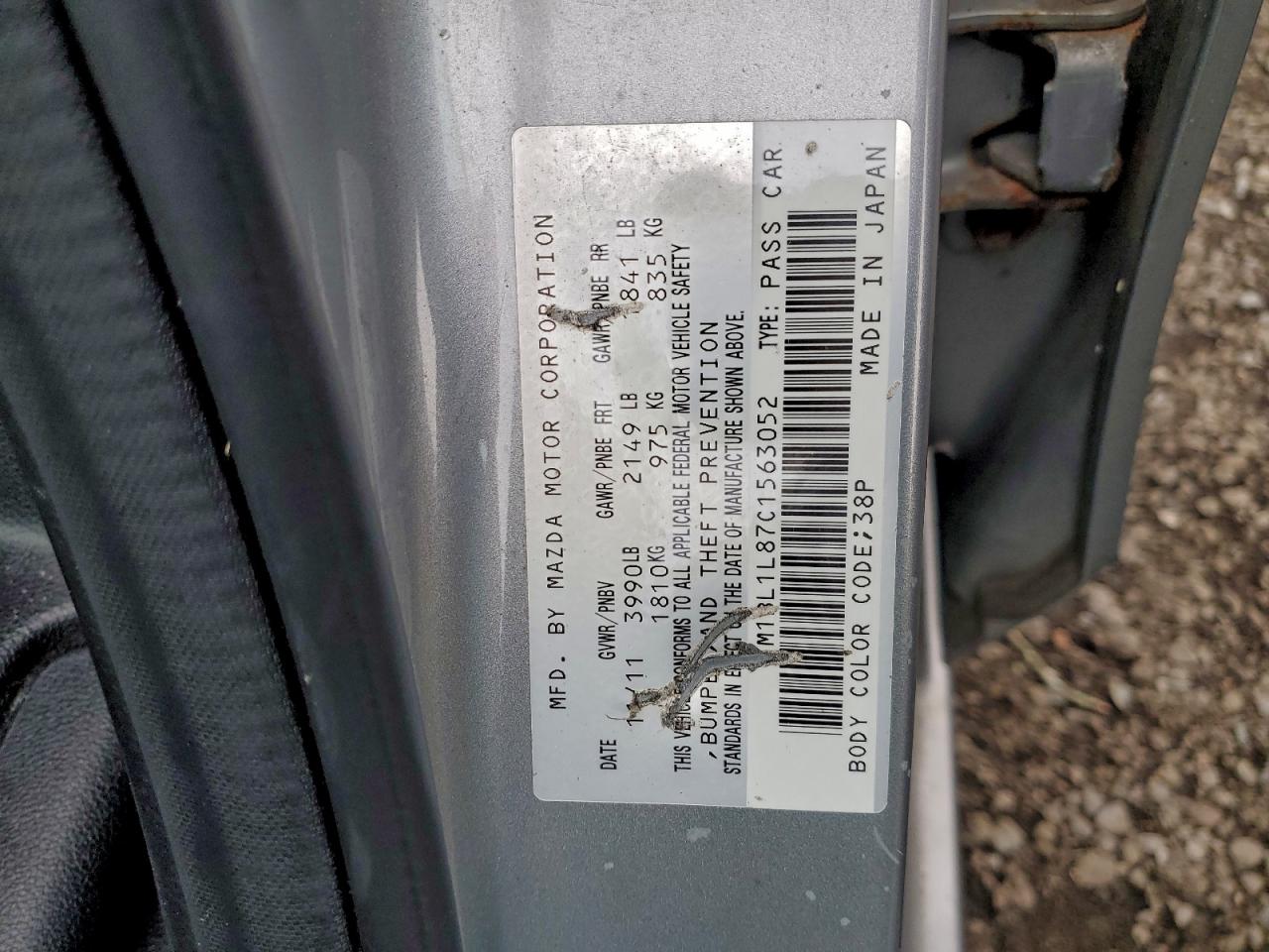 2012 Mazda 3 I VIN: JM1BL1L87C1563052 Lot: 91532375