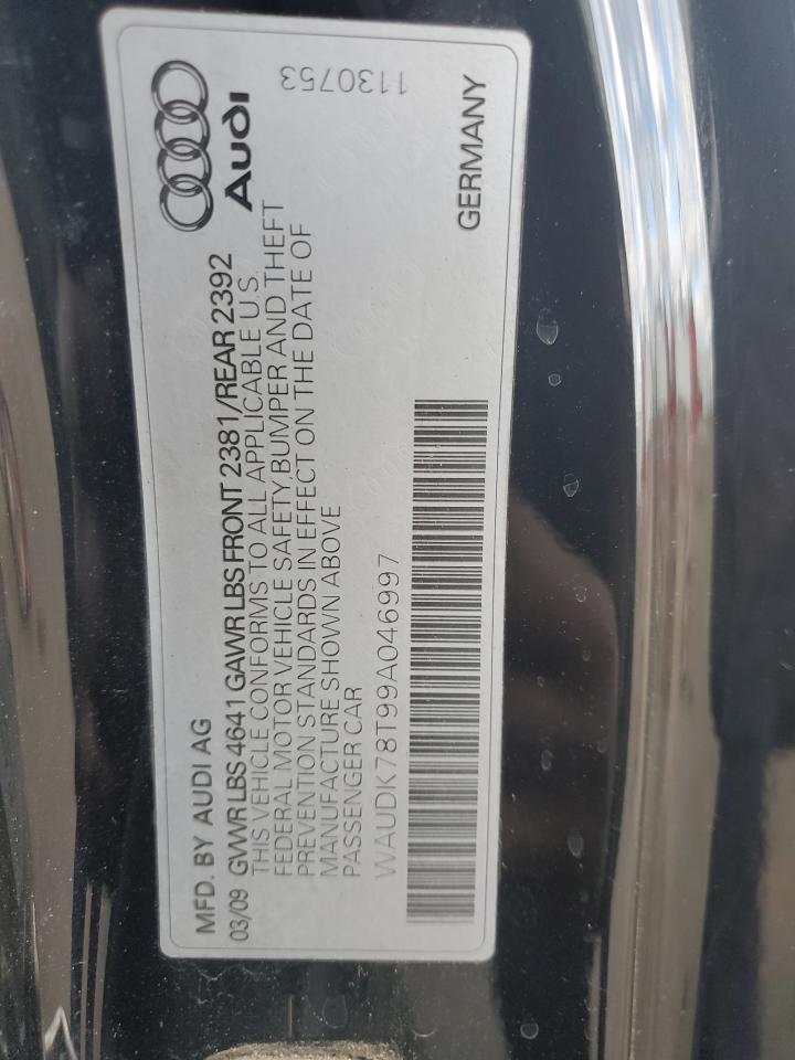 2009 Audi A5 Quattro VIN: WAUDK78T99A046997 Lot: 91518395