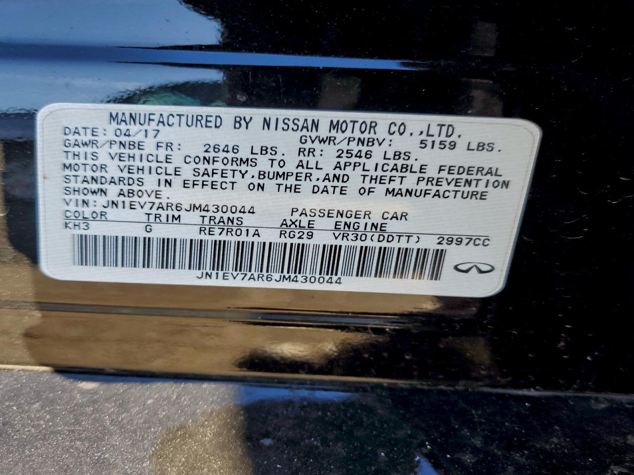 2018 Infiniti Q50 Luxe VIN: JN1EV7AR6JM430044 Lot: 92871955