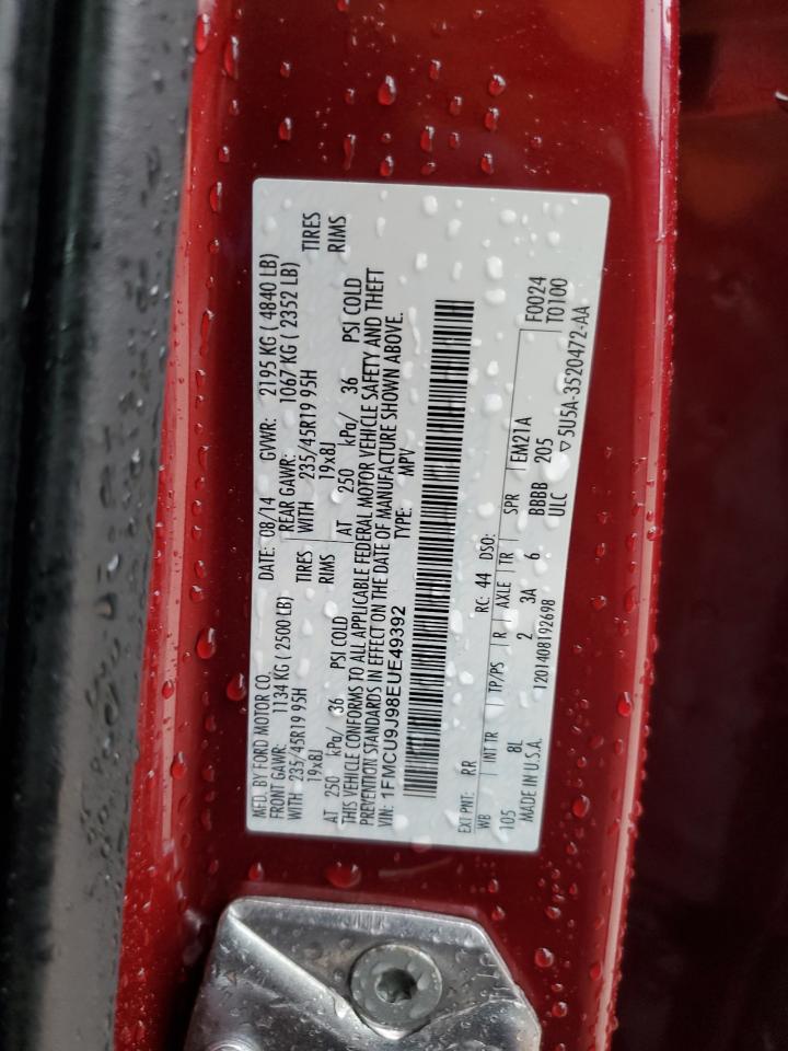 2014 Ford Escape Titanium VIN: 1FMCU9J98EUE49392 Lot: 93442625