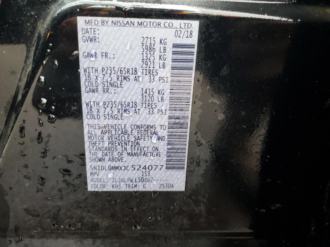 2018 Infiniti Qx60 VIN: 5N1DL0MMXJC524077 Lot: 93646595