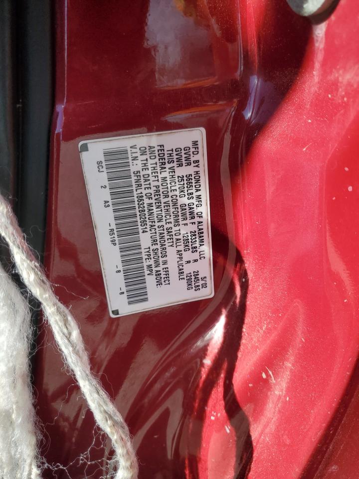 2002 Honda Odyssey Ex VIN: 5FNRL18632B026514 Lot: 92503745