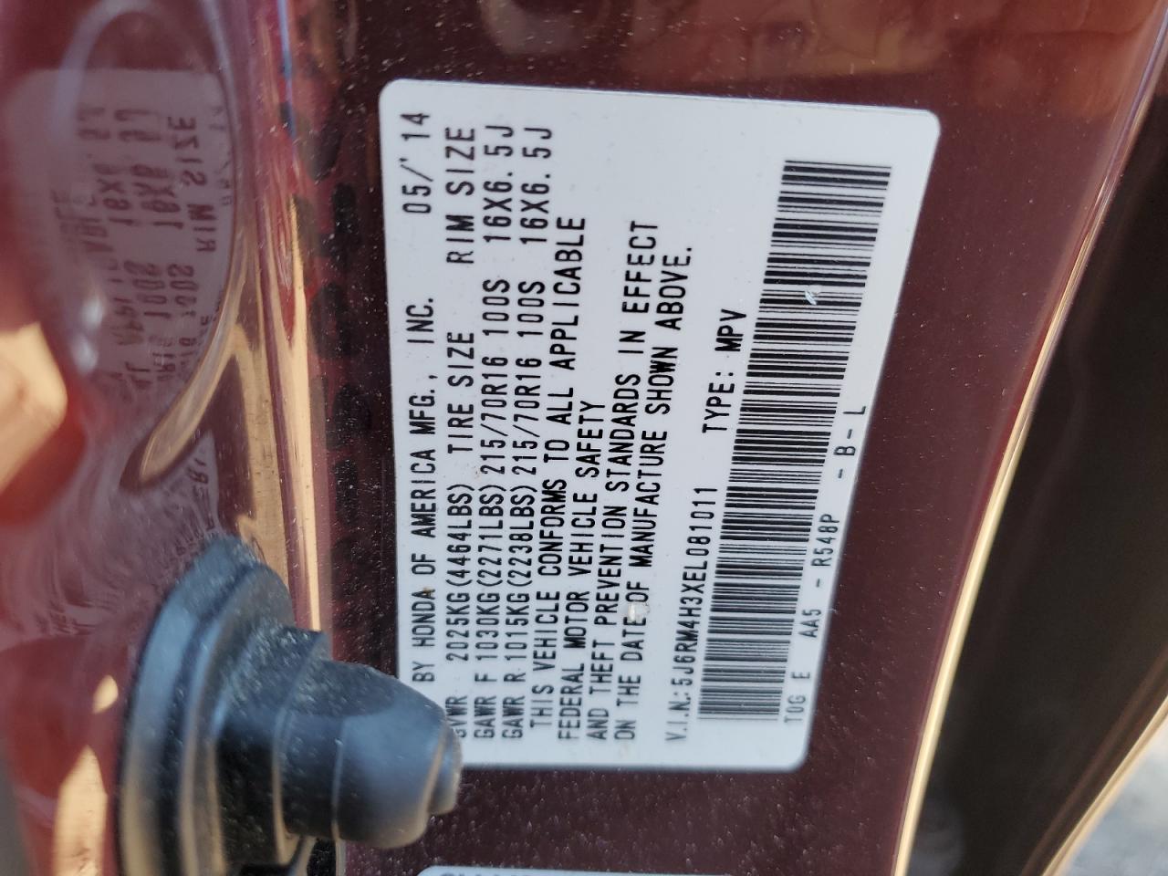 2014 Honda Cr-V Lx VIN: 5J6RM4H3XEL081011 Lot: 93183095