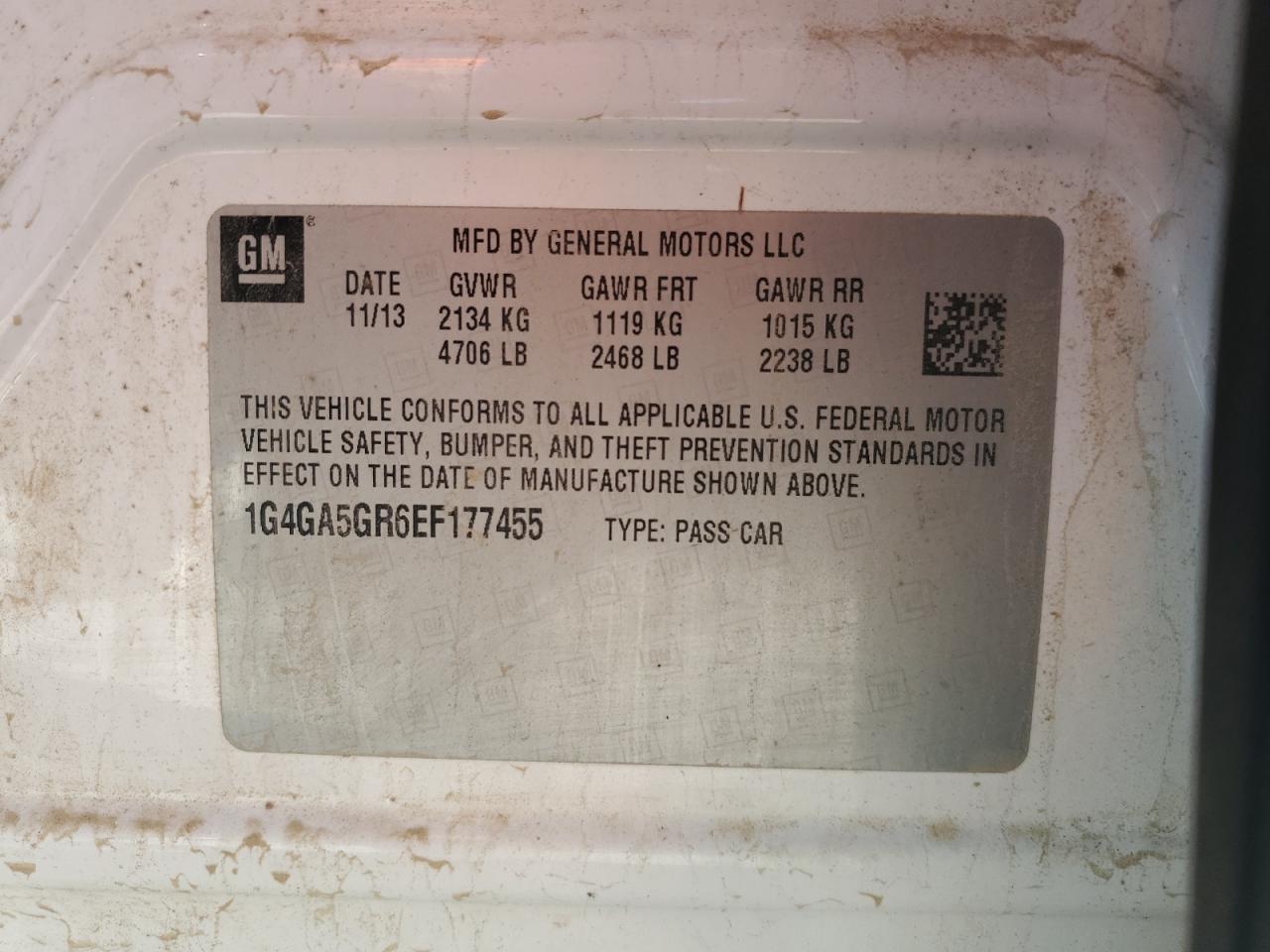 2014 Buick Lacrosse VIN: 1G4GA5GR6EF177455 Lot: 92395265