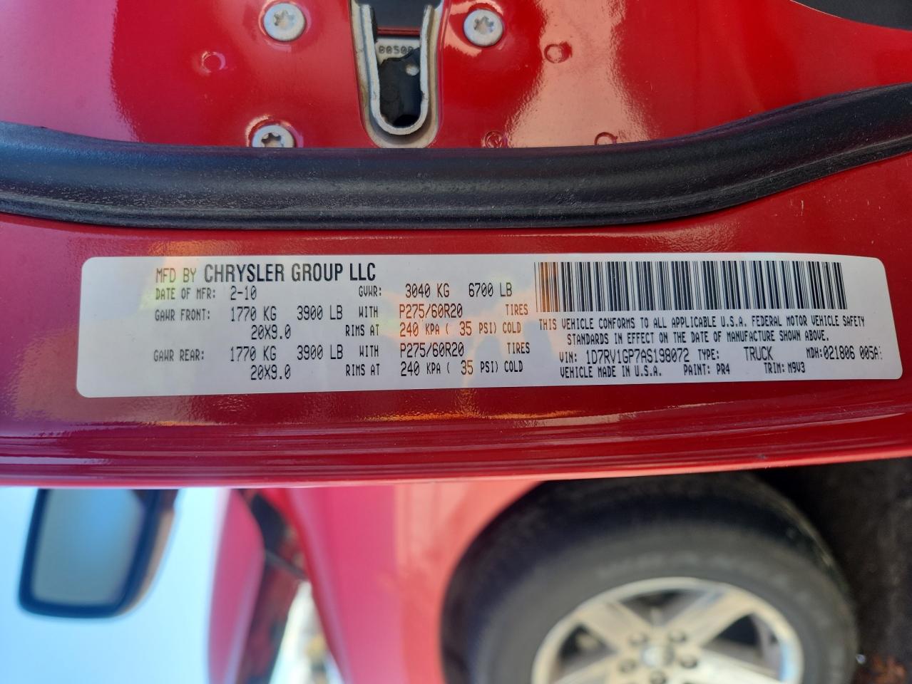 2010 Dodge Ram 1500 VIN: 1D7RV1GP7AS198072 Lot: 92683545