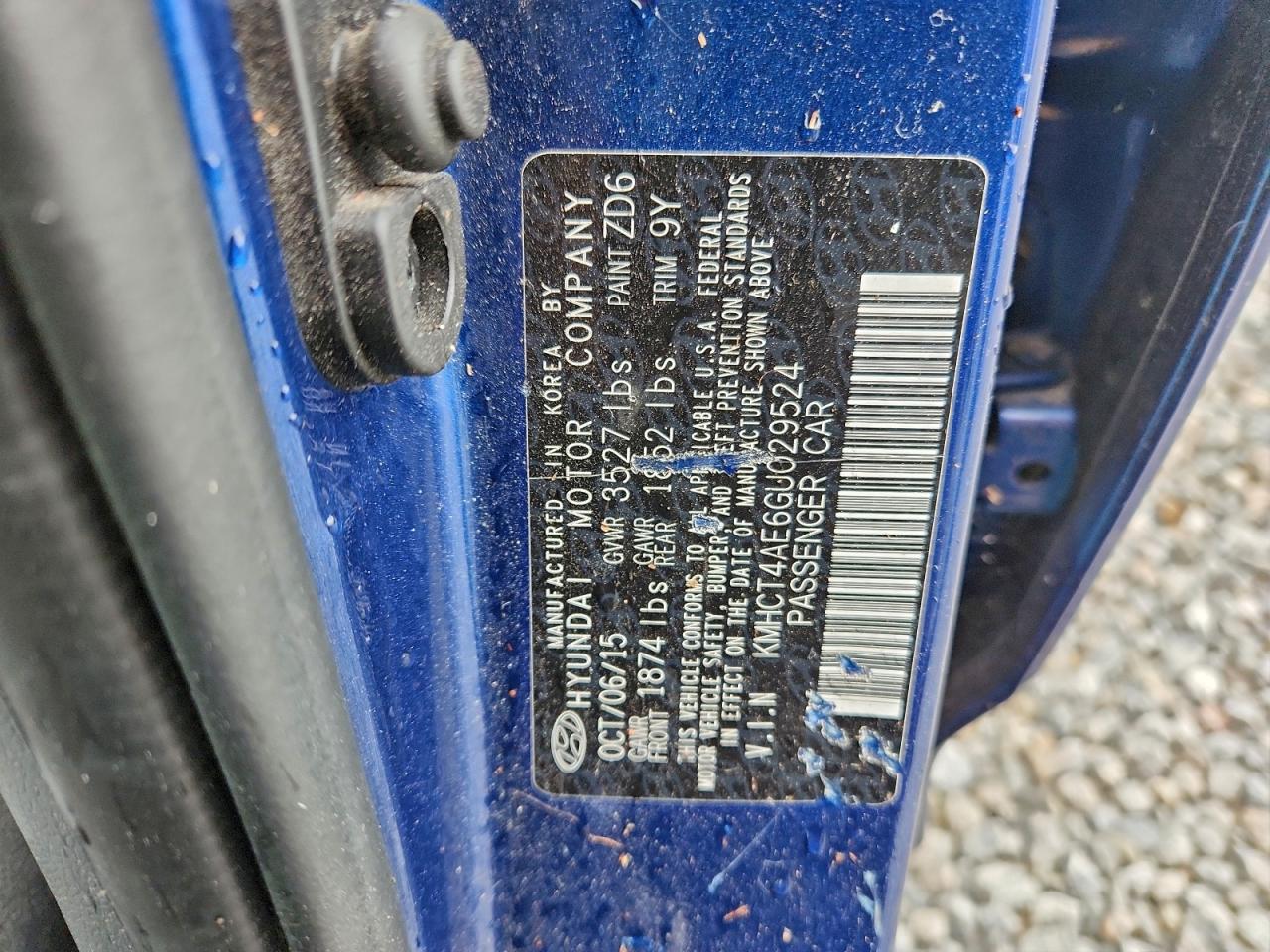 2016 Hyundai Accent Se VIN: KMHCT4AE6GU029524 Lot: 94233465