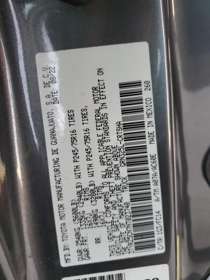2022 Toyota Tacoma Access Cab VIN: 3TYRZ5CN7NT023740 Lot: 90863255