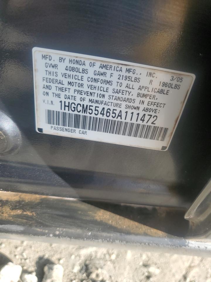 2005 Honda Accord Lx VIN: 1HGCM55465A111472 Lot: 92749805