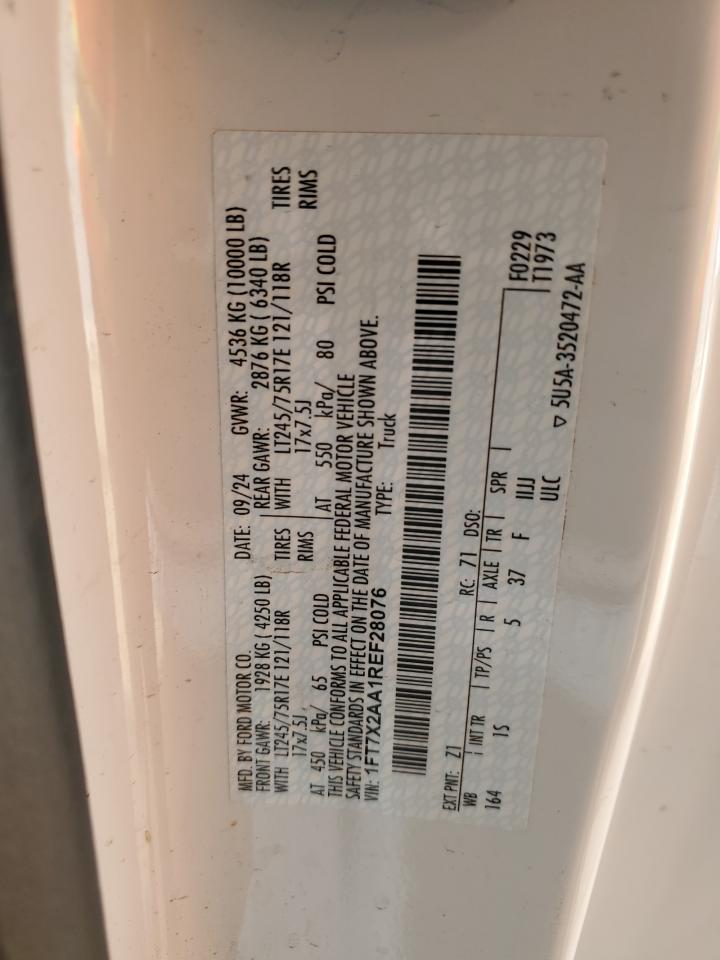 2024 Ford F250 Super Duty VIN: 1FT7X2AA1REF28076 Lot: 93004785