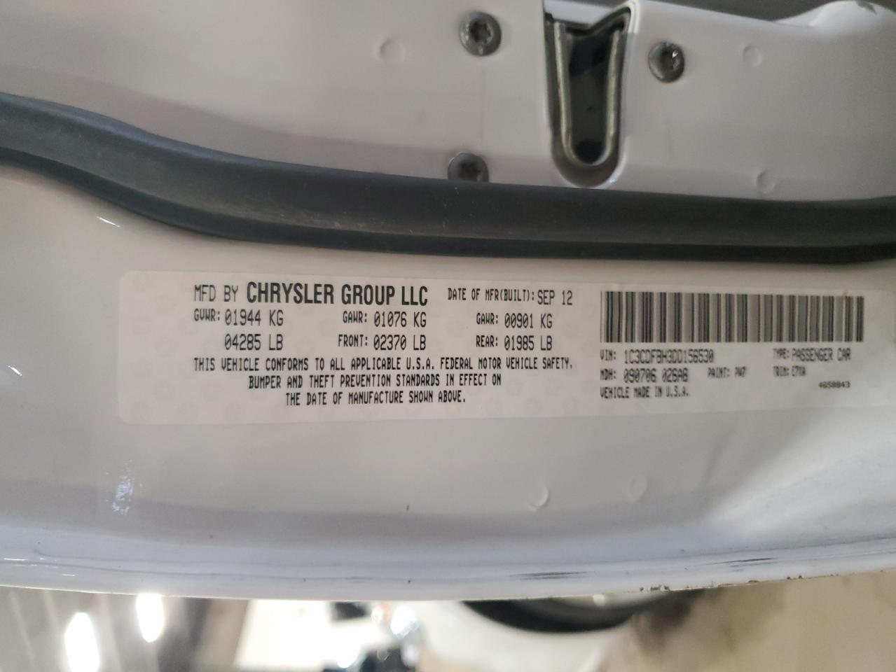 2013 Dodge Dart Sxt VIN: 1C3CDFBH3DD156530 Lot: 85437385