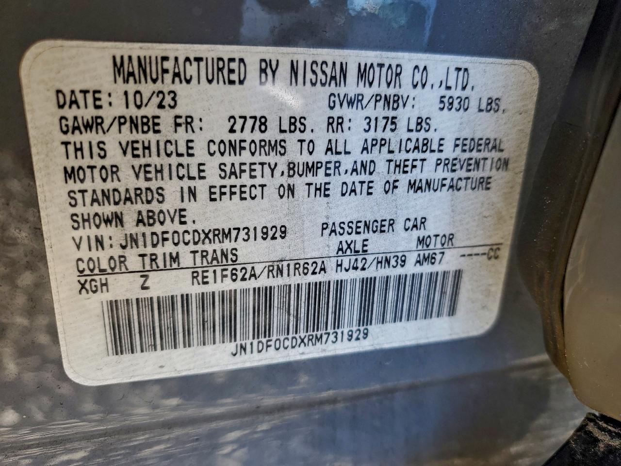 2024 Nissan Ariya Platinum + VIN: JN1DF0CDXRM731929 Lot: 93972585