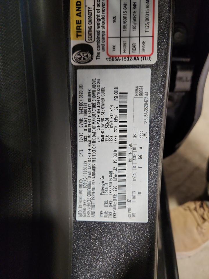 2017 Ford Fiesta Se VIN: 3FADP4BJ4HM103026 Lot: 92956535