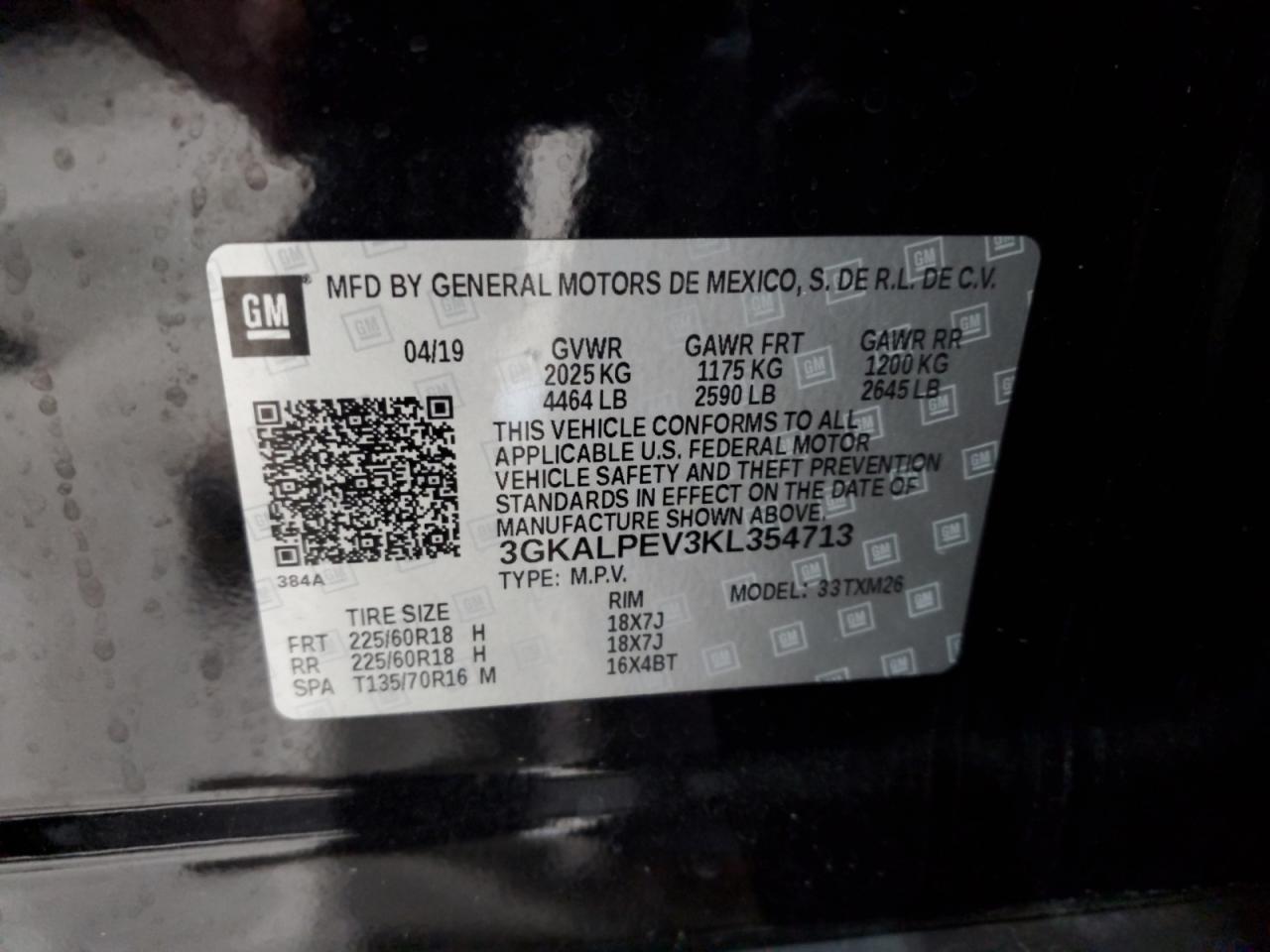 2019 GMC Terrain Slt VIN: 3GKALPEV3KL354713 Lot: 92820925