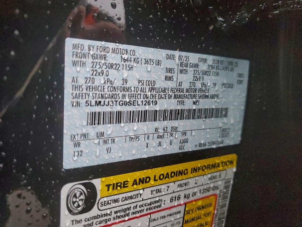 2025 Lincoln Navigator L Black Label VIN: 5LMJJ3TG0SEL12619 Lot: 93893245