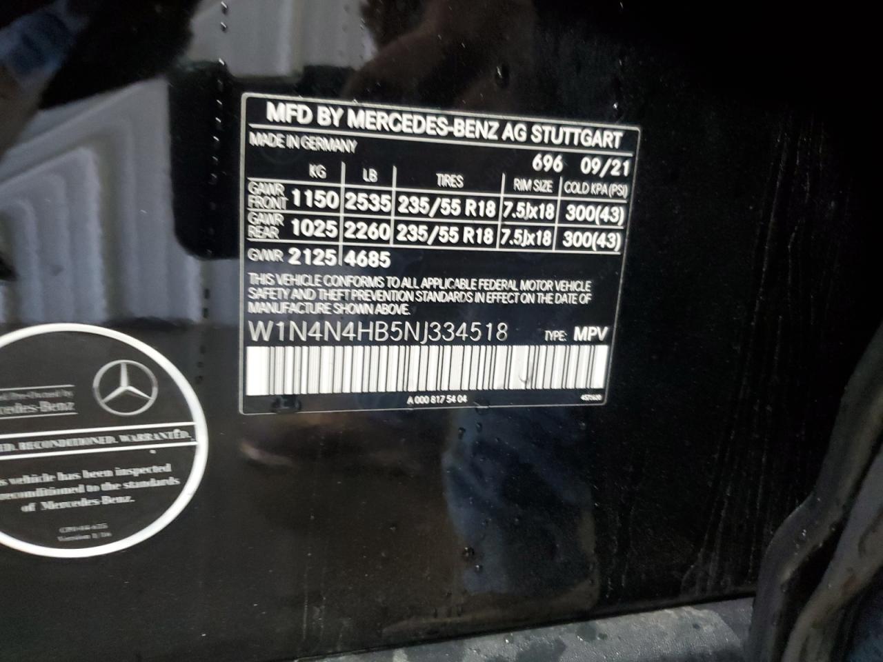 2022 Mercedes-Benz Gla 250 4Matic VIN: W1N4N4HB5NJ334518 Lot: 92875185