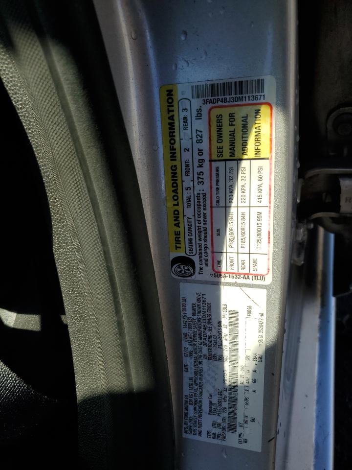 2013 Ford Fiesta Se VIN: 3FADP4BJ3DM113671 Lot: 92012365