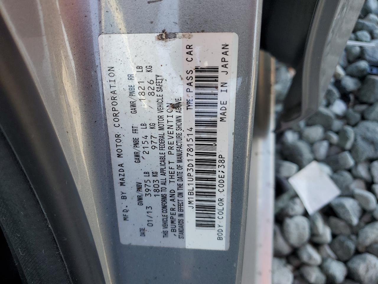 2013 Mazda 3 I VIN: JM1BL1UP3D1781514 Lot: 92578715