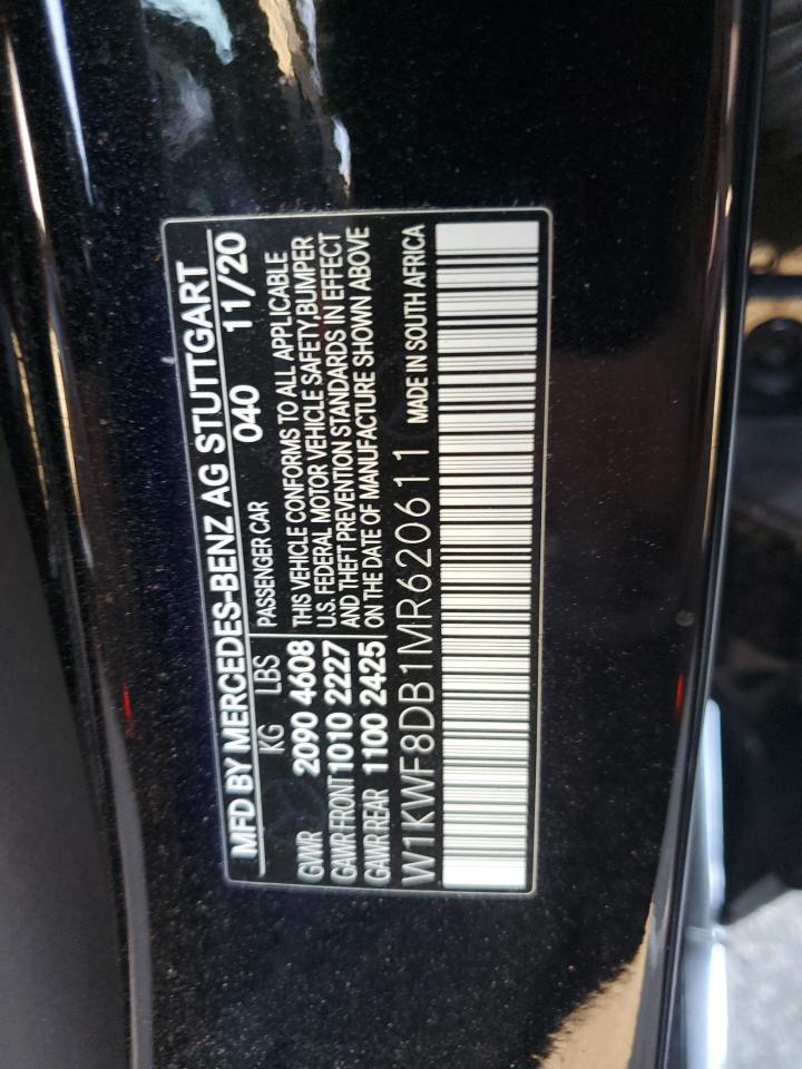 2021 Mercedes-Benz C 300 VIN: W1KWF8DB1MR620611 Lot: 92104185