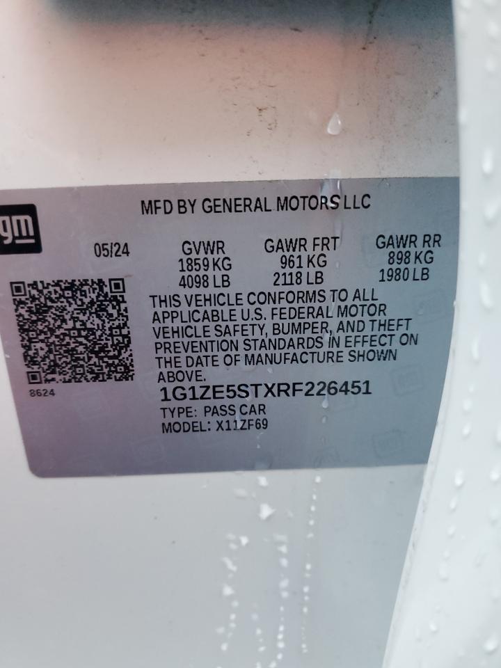 2024 Chevrolet Malibu Premier VIN: 1G1ZE5STXRF226451 Lot: 93714795